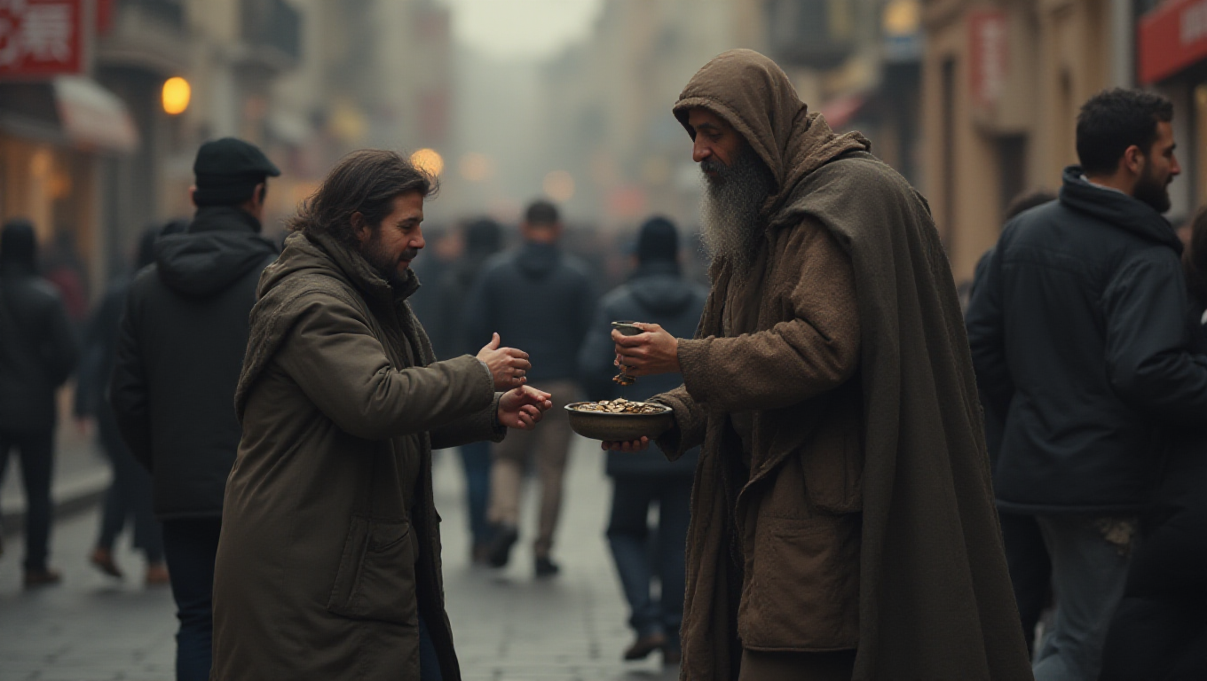 Illustration pour le mot 'mendiant'